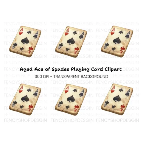 Vintage Ace of Spades Playing Card Clipart Bundle