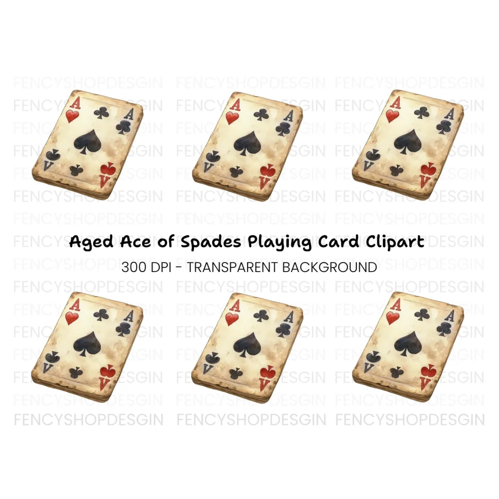 Vintage Ace of Spades Playing Card Clipart Bundle