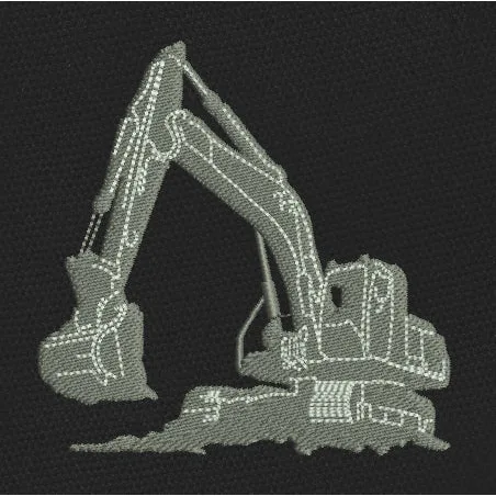 Excavator Outline Grey Embroidery Design