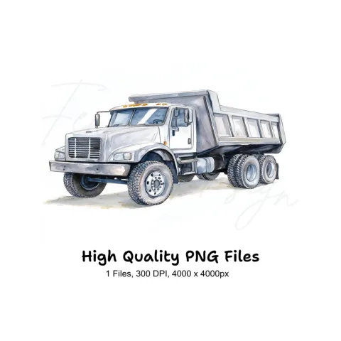 White Dump Truck Clipart Bundle