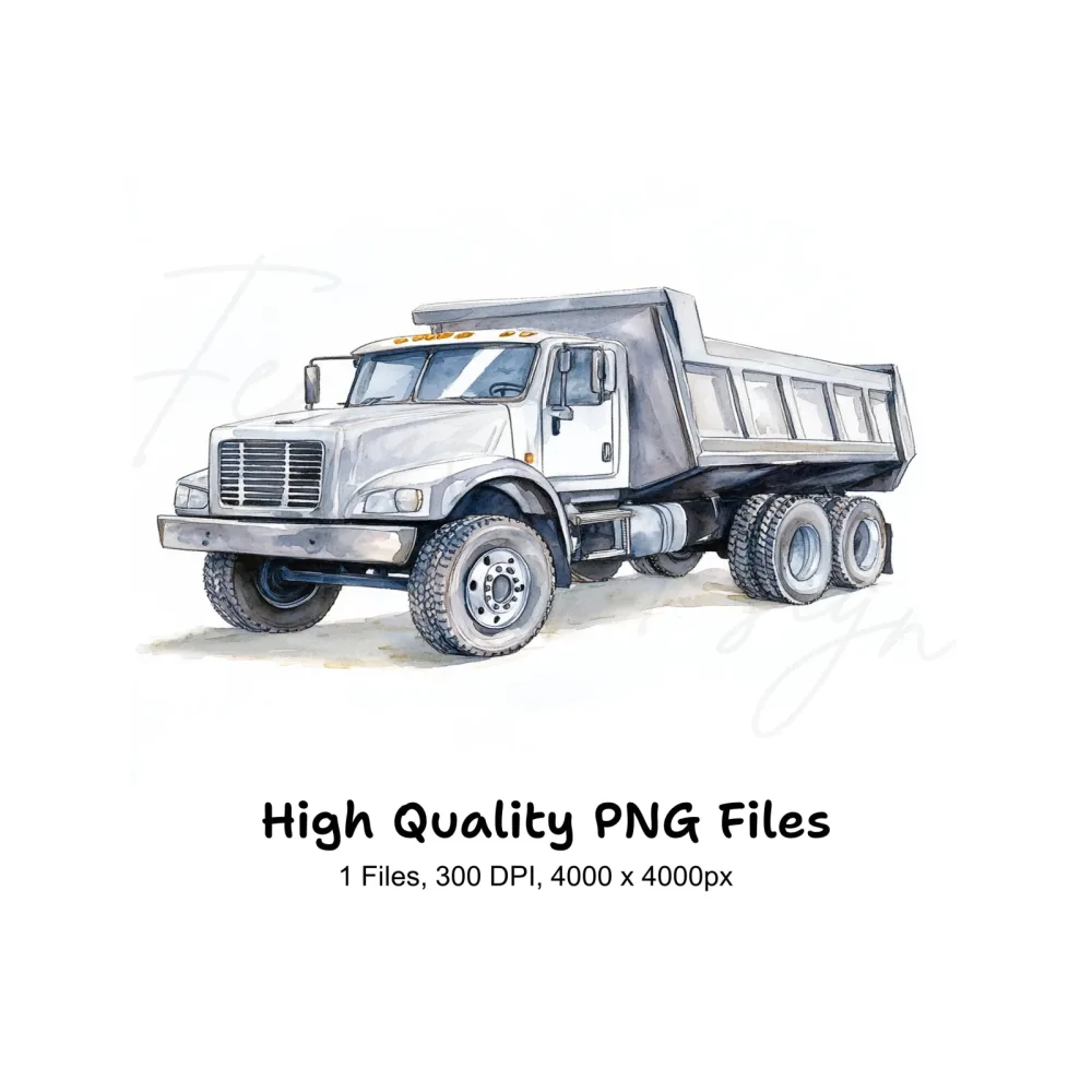 White Dump Truck Clipart Bundle