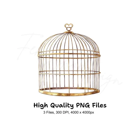 Vintage Bird Cages Clipart Bundle