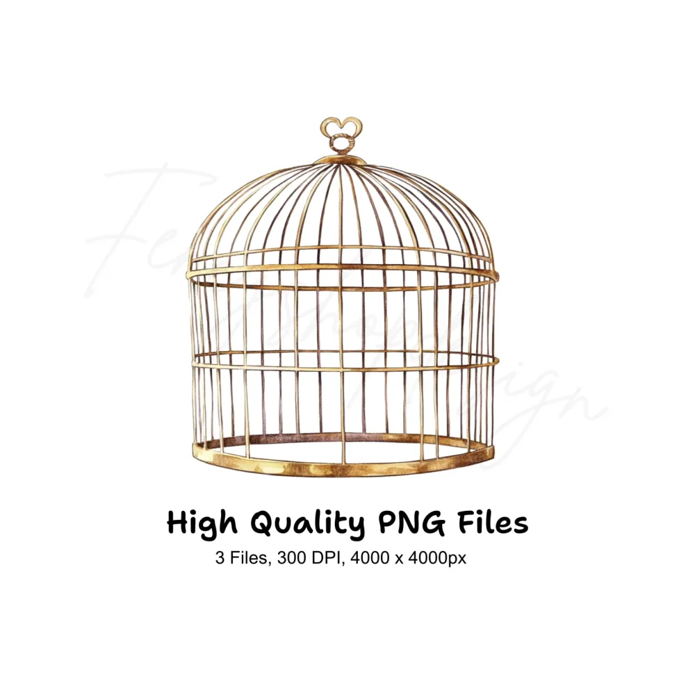 Vintage Bird Cages Clipart Bundle