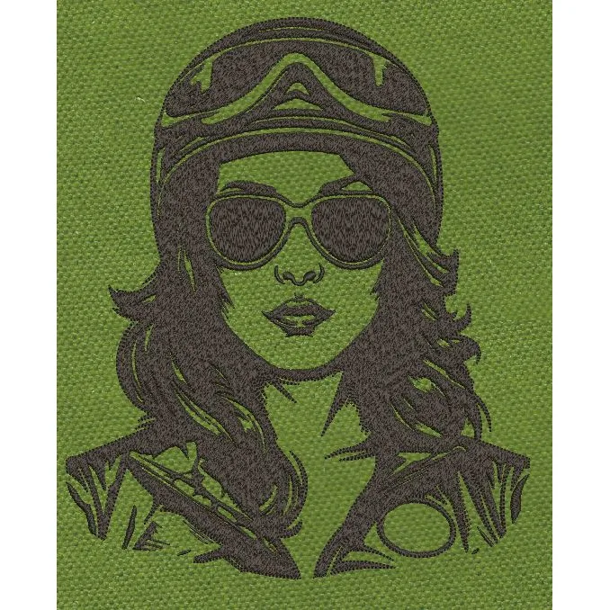 Moto Rider Olive Dark Embroidery Design