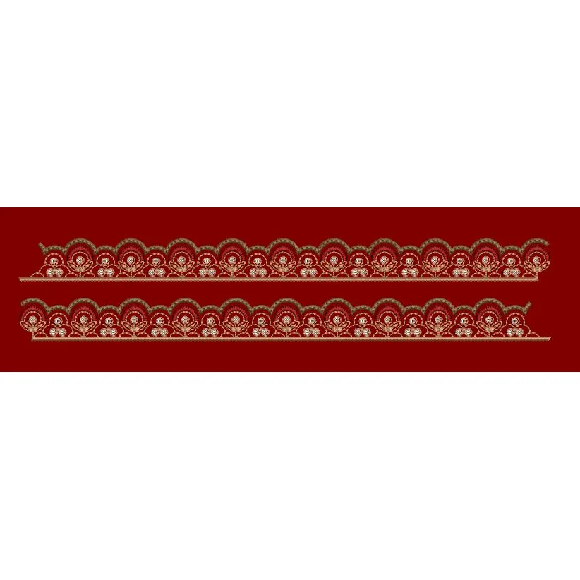 Crimson Arch and Lotus Scallop Embroidery Design
