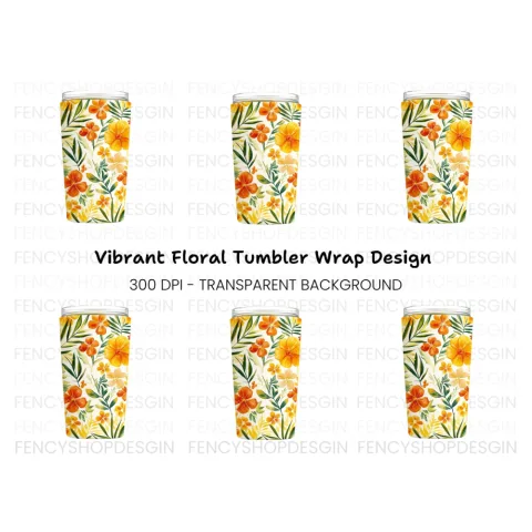 Vibrant Floral Tumbler Clipart Bundle