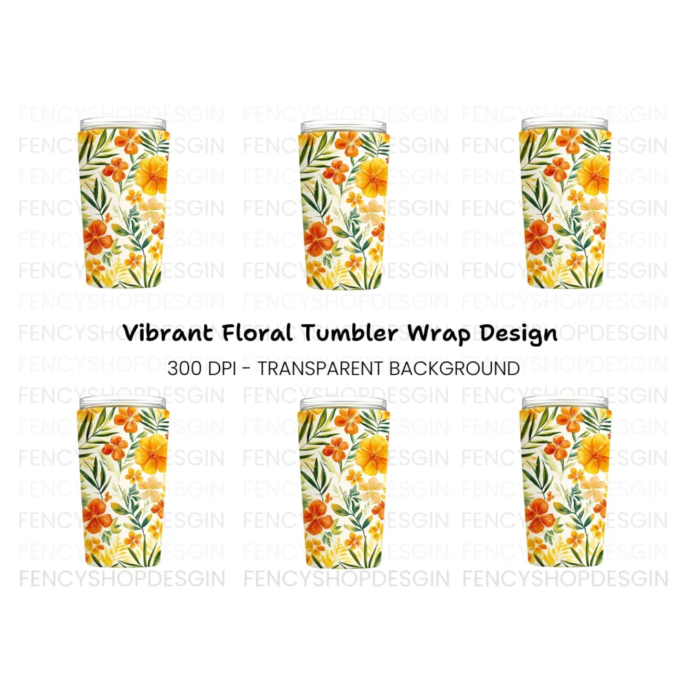 Vibrant Floral Tumbler Clipart Bundle