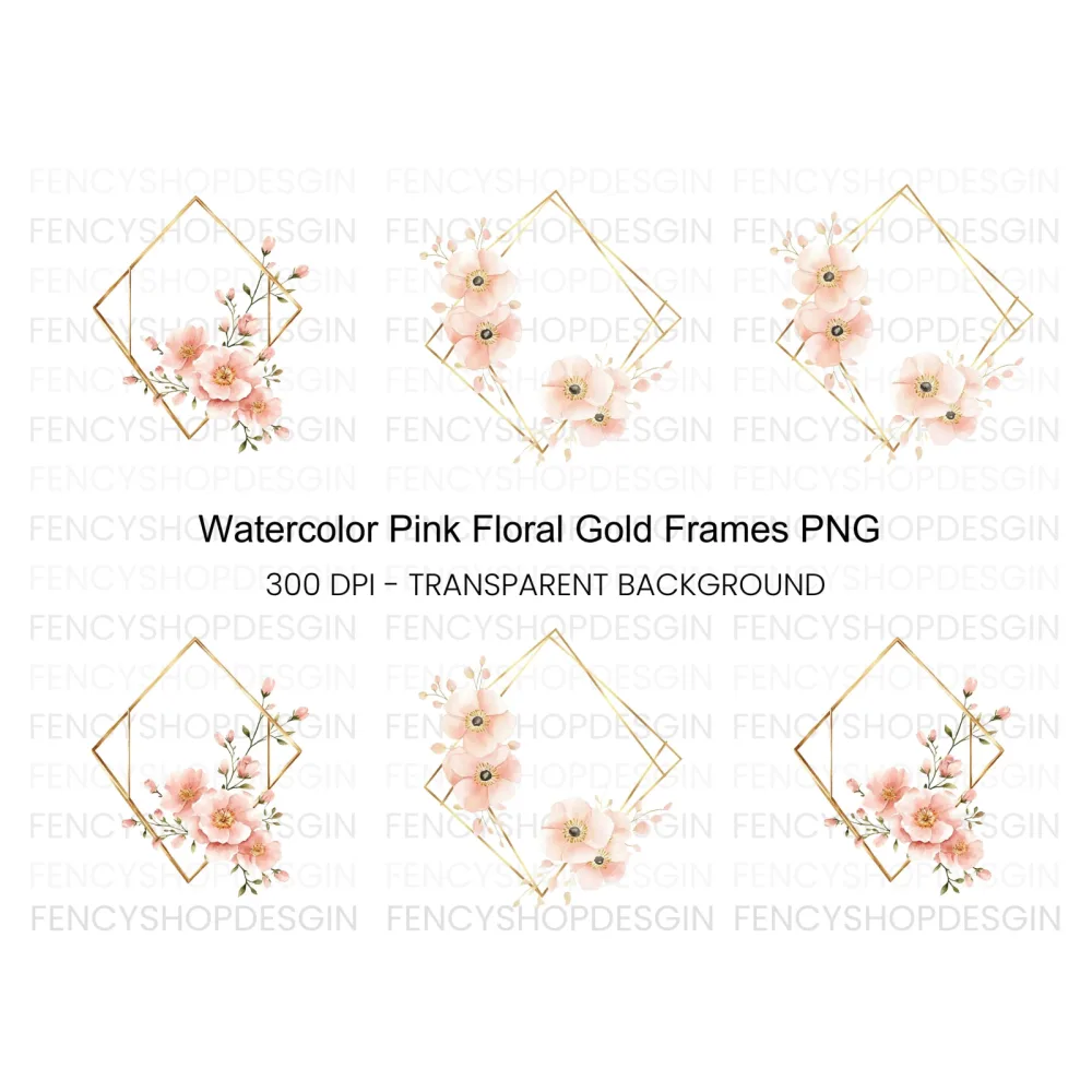 Geometric Floral Frames Clipart Bundle