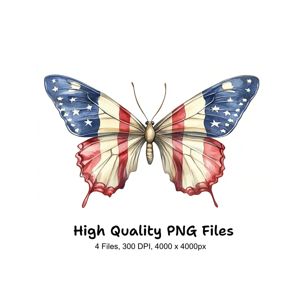 American Flag Butterfly Clipart Bundle
