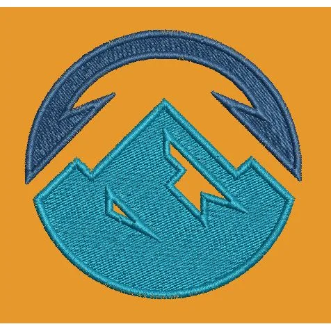Circular Mountain Peak Emblem Embroidery Design