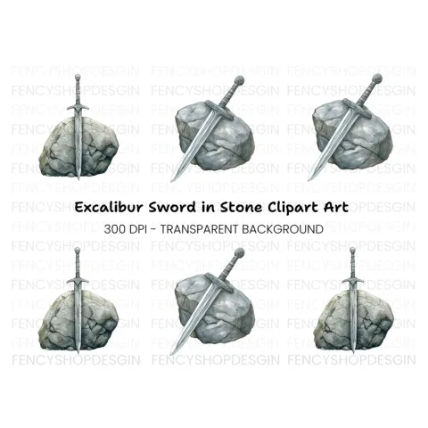 Excalibur Sword in Stone Clipart Bundle