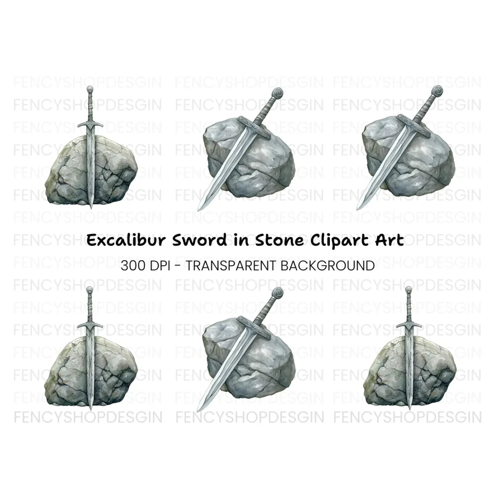 Excalibur Sword in Stone Clipart Bundle