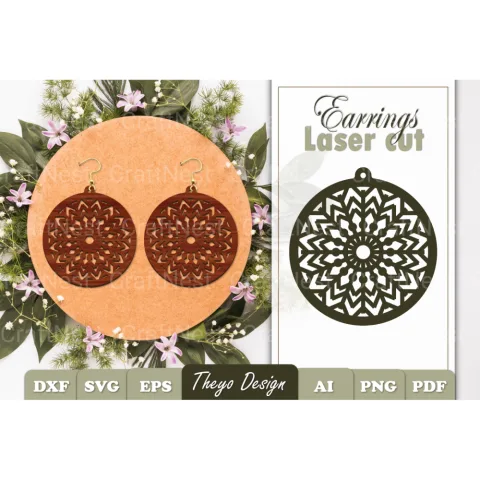 Snowflake Mandala Earrings SVG Bundle