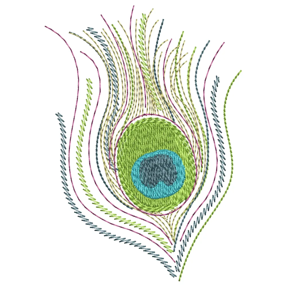 Peacock Feather Sequin Embroidery Design