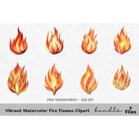 Vibrant Fire Flames Clipart Bundle