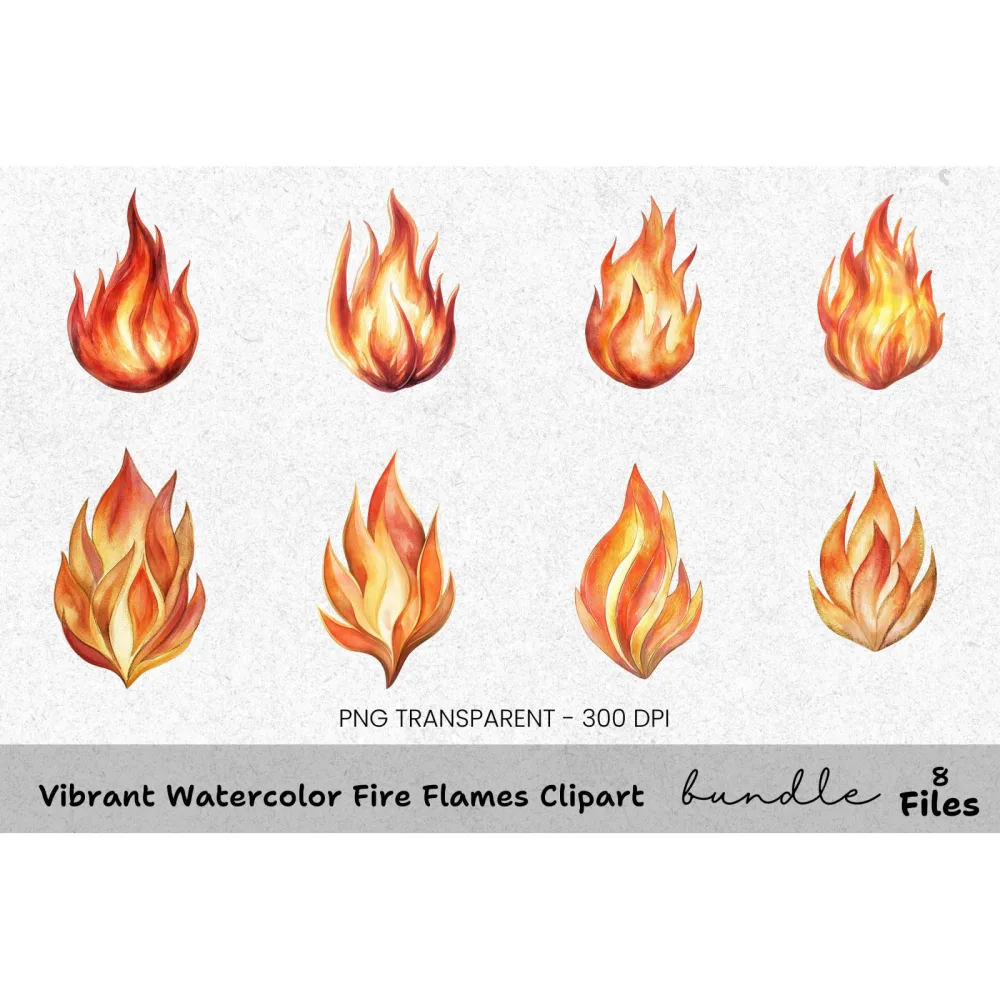 Vibrant Fire Flames Clipart Bundle
