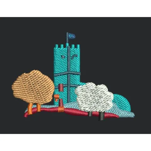 Fortress Amidst the Clouds Embroidery Design