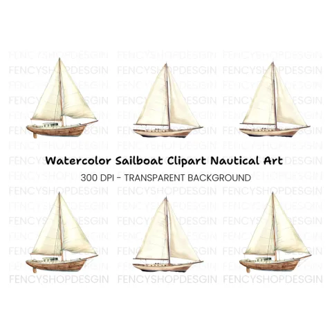 Vintage Sailboat Clipart Bundle