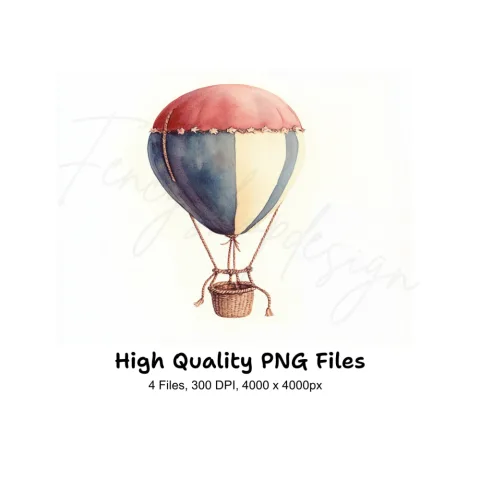 Vintage Hot Air Balloon Illustrations Clipart Bundle