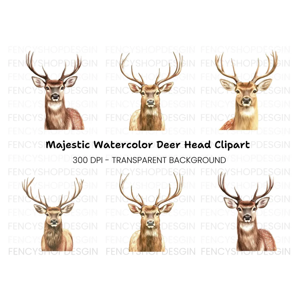 Majestic Deer Head Clipart Bundle