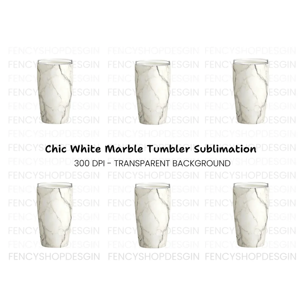 Chic White Marble Tumbler Clipart Bundle