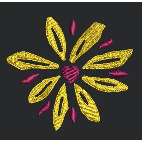 Flower With Heart Embroidery Design