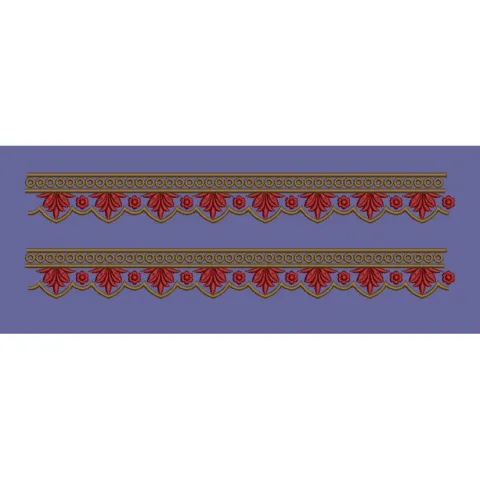 Red Scalloped Leaf Border Embroidery Design