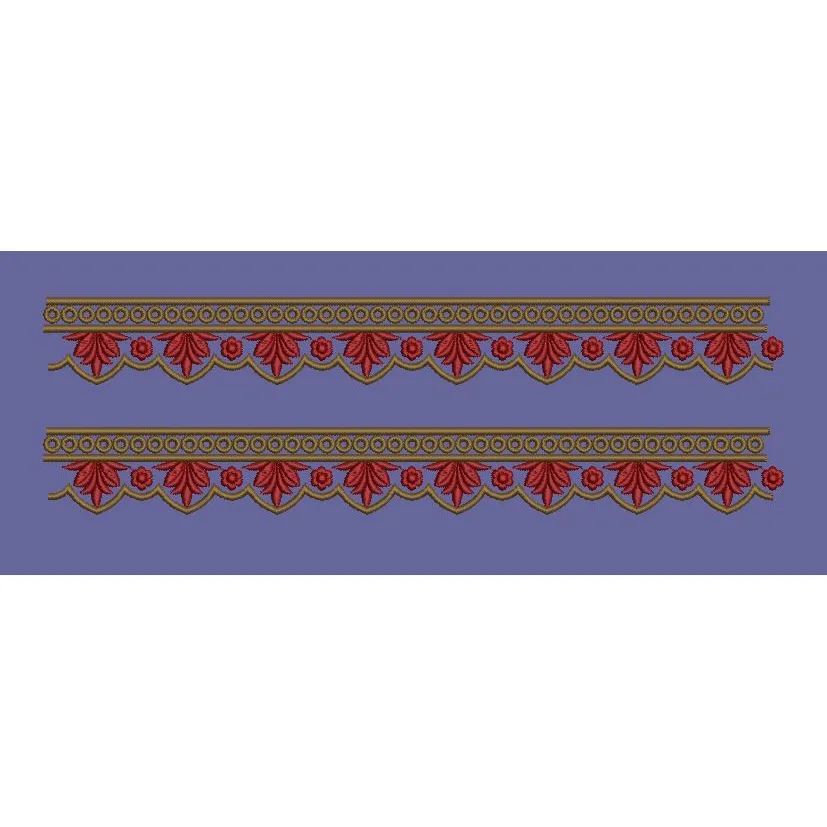 Red Scalloped Leaf Border Embroidery Design