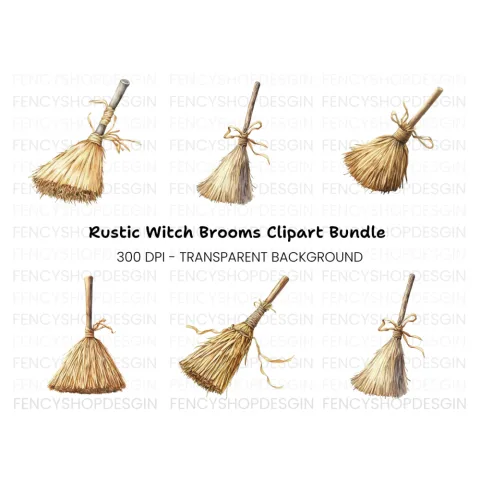 Rustic Broomstick Clipart Bundle