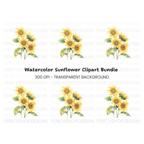 Vibrant Sunflower Bouquet Clipart Bundle