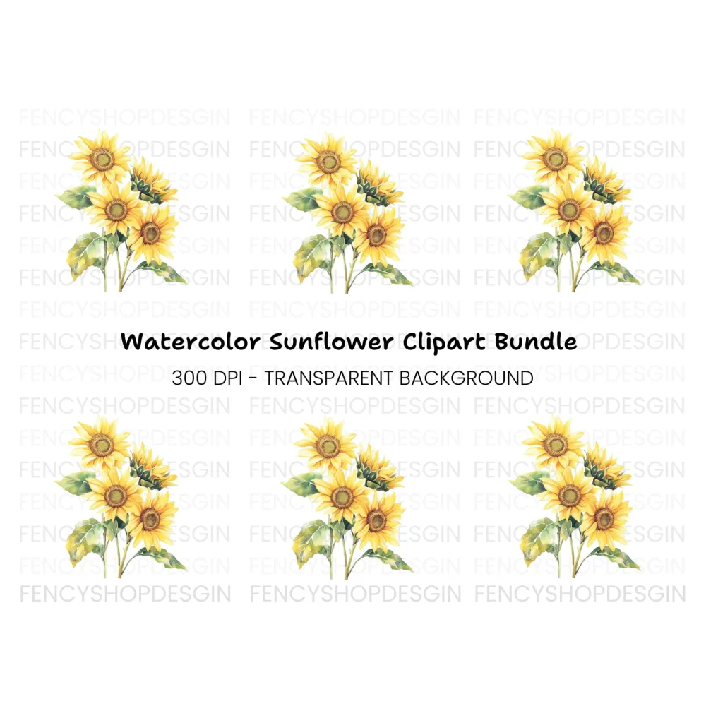 Vibrant Sunflower Bouquet Clipart Bundle