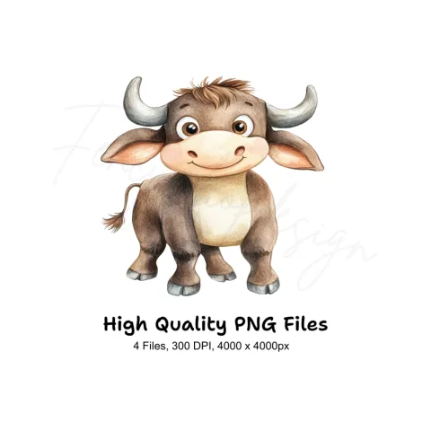 Adorable Baby Bull Clipart Bundle