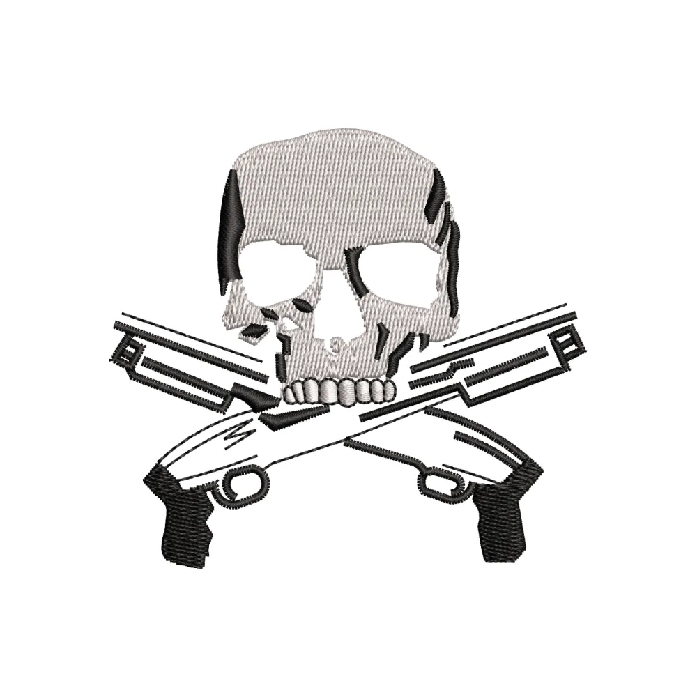 Skull Pistol Embroidery Design