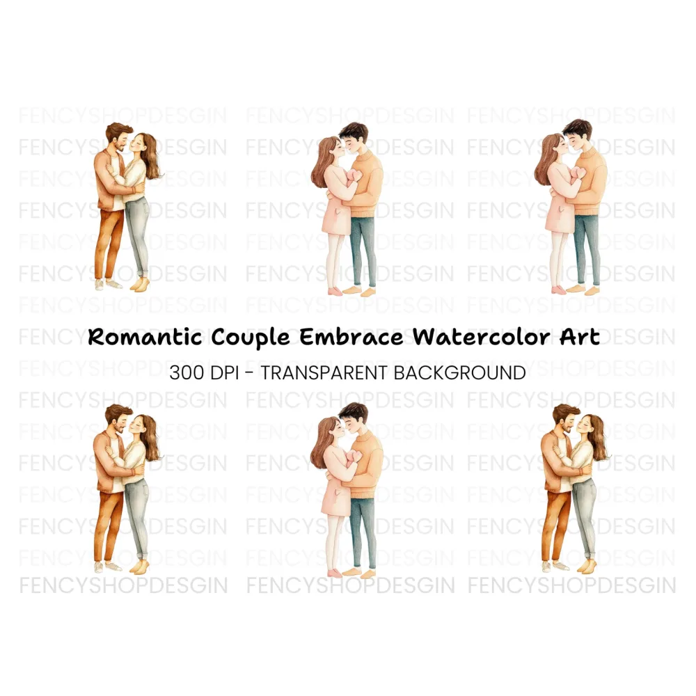 Cute Couple Hugging Clipart Bundle