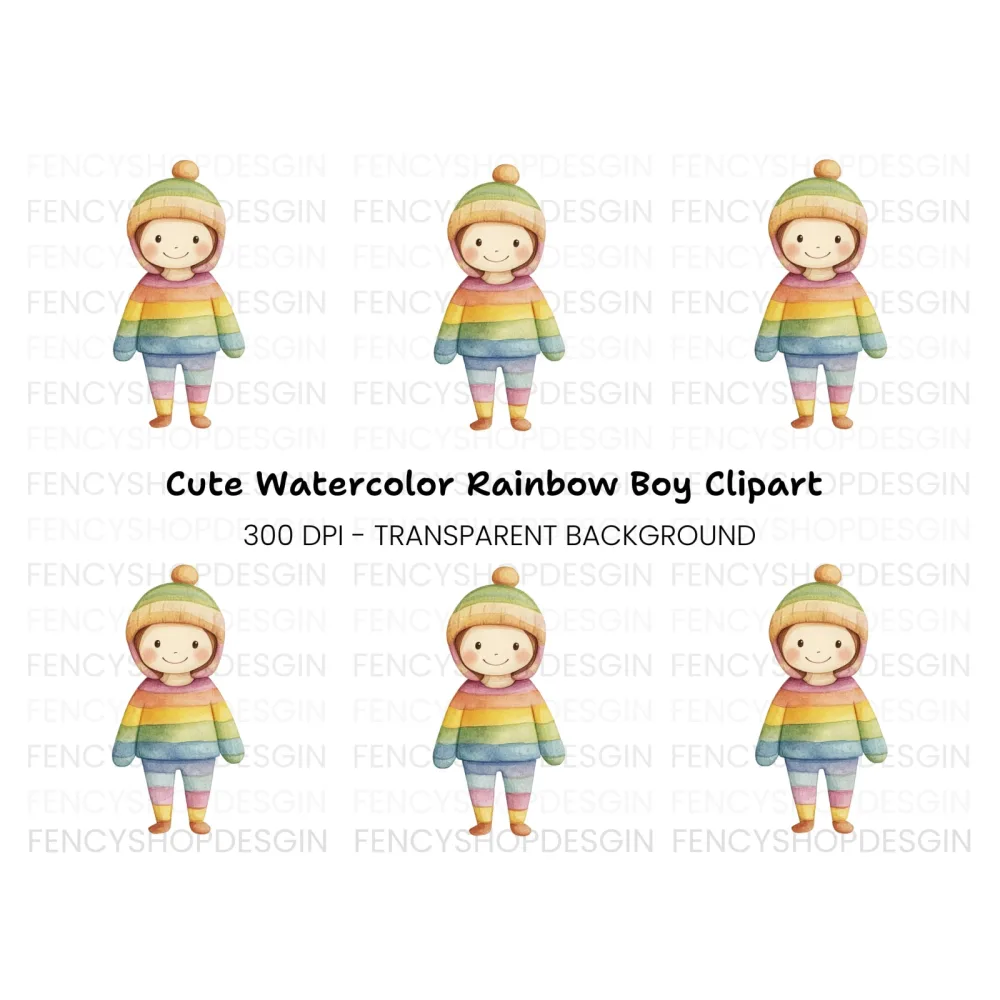 Cute Rainbow Outfit Child Clipart Bundle