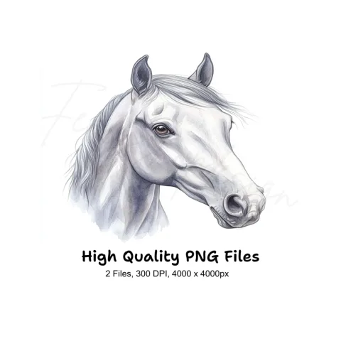 Beautiful White Horse Head Clipart Bundle