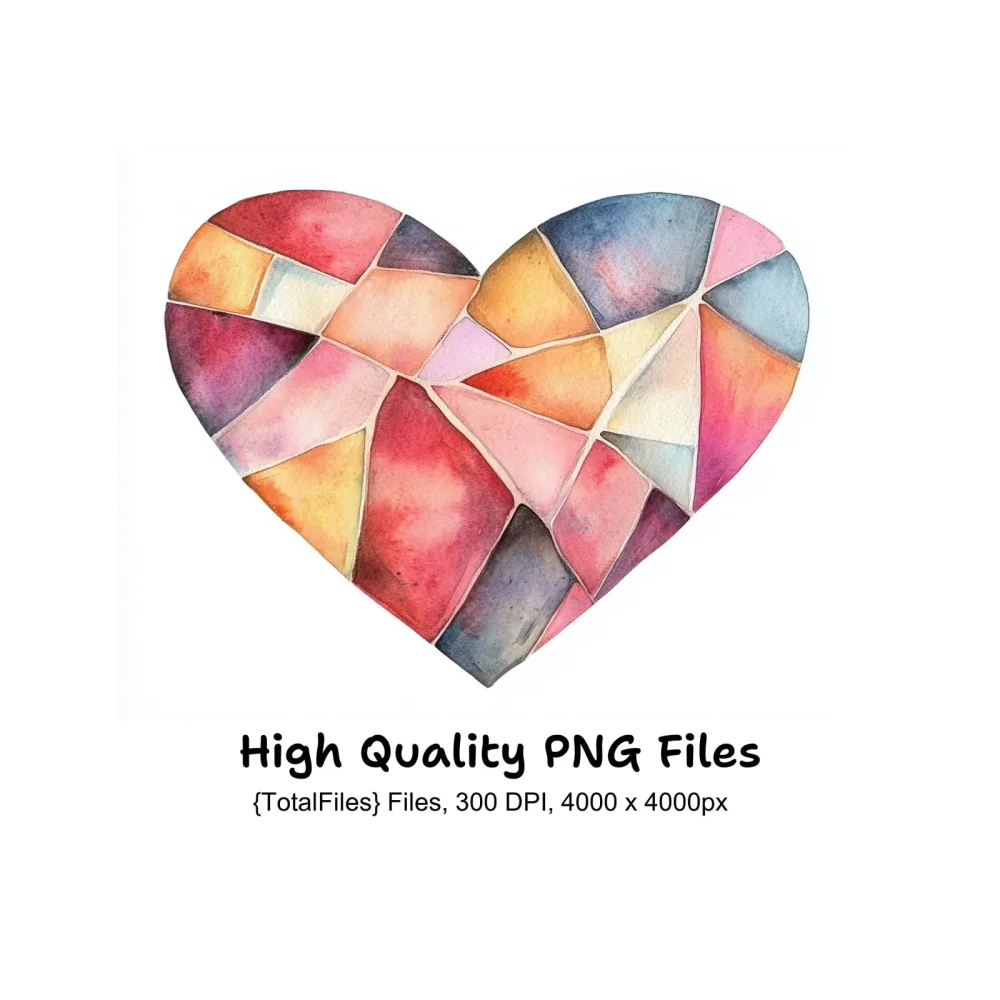 Abstract Geometric Heart Shapes Clipart Bundle