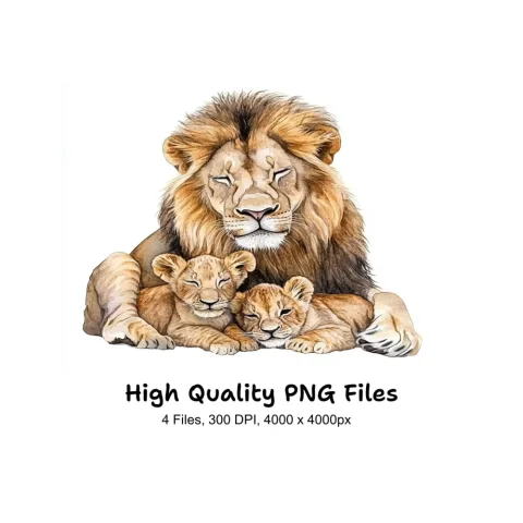 Majestic Lion Family Clipart Bundle