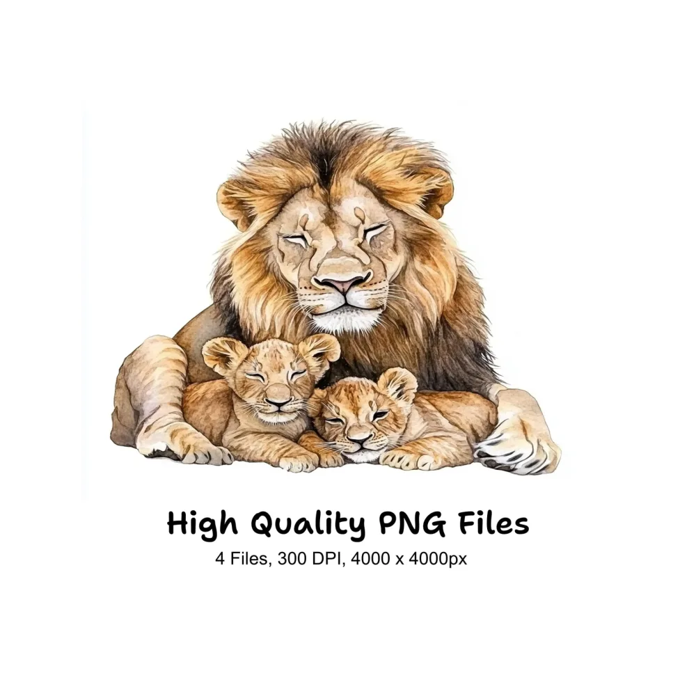 Majestic Lion Family Clipart Bundle