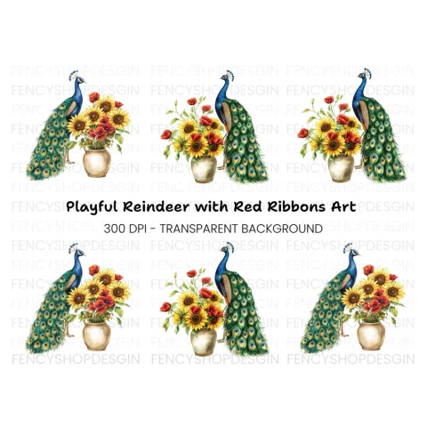 Elegant Peacock and Sunflower Clipart Bundle