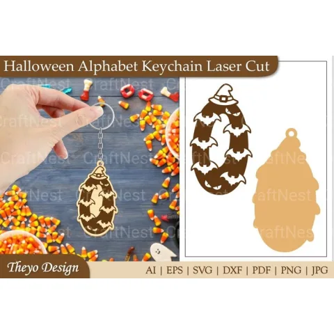 Halloween Keychain Alphabet SVG