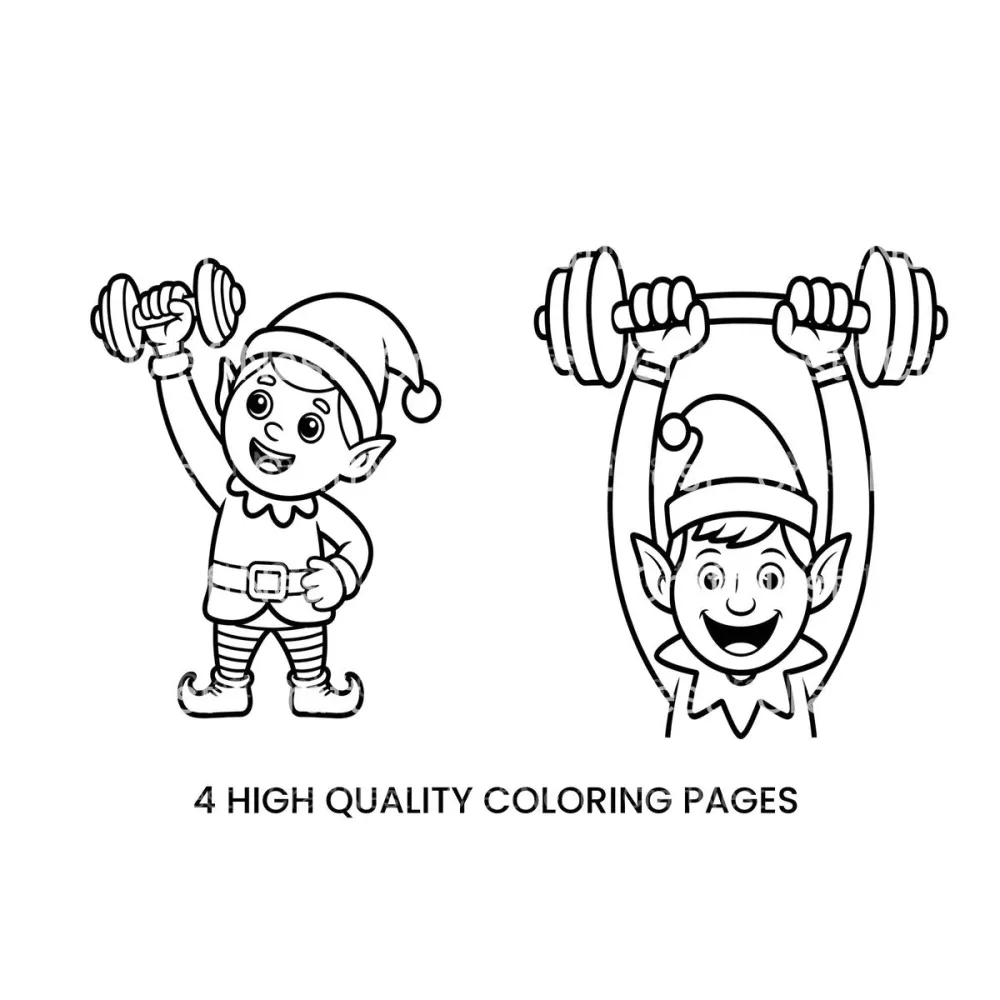 Strong Christmas Elf Weightlifting Coloring Books