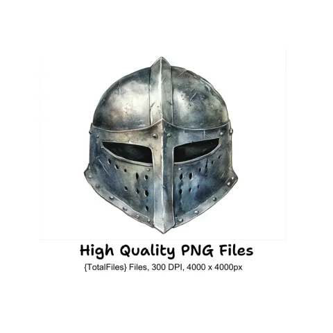 Fantasy Knight Helmets Clipart Bundle