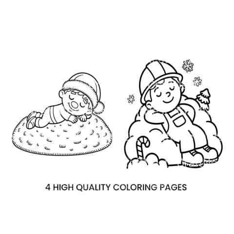 Cute Babies in Christmas Hats Coloring Books