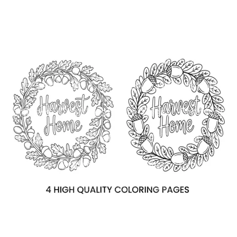 Acorn Wreath Harvest Home Coloring Books