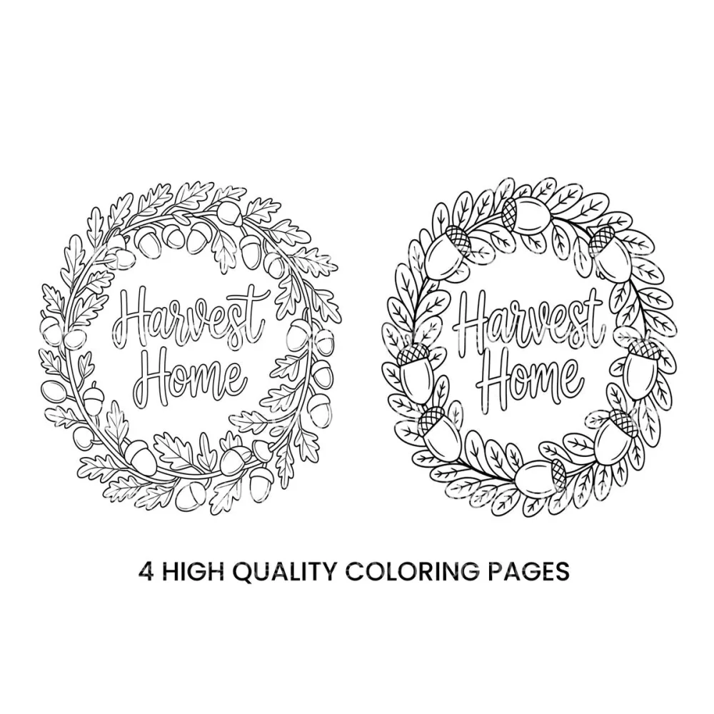 Acorn Wreath Harvest Home Coloring Books