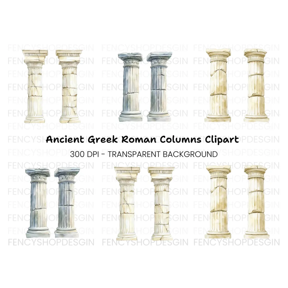 Ancient Roman and Greek Columns Clipart Bundle