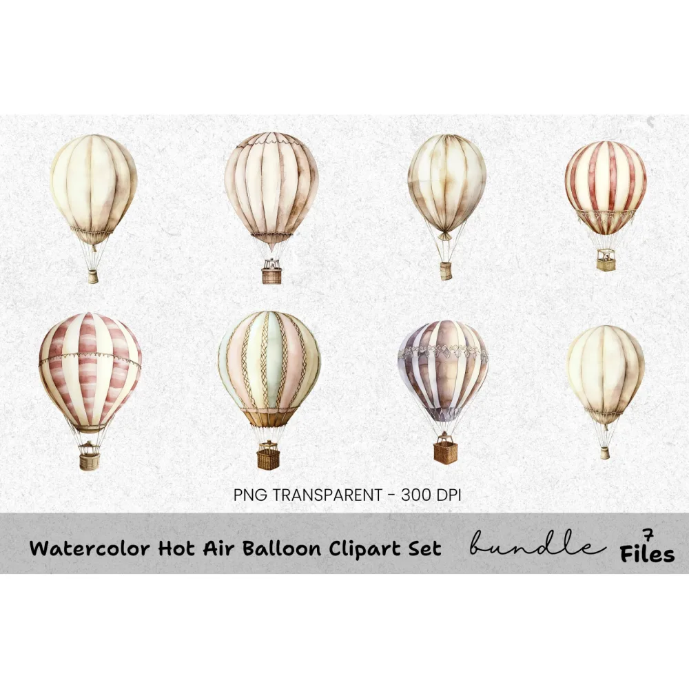 Hot Air Balloon Clipart Bundle