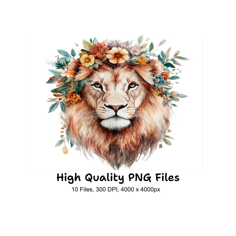 Floral Lion King Clipart Bundle