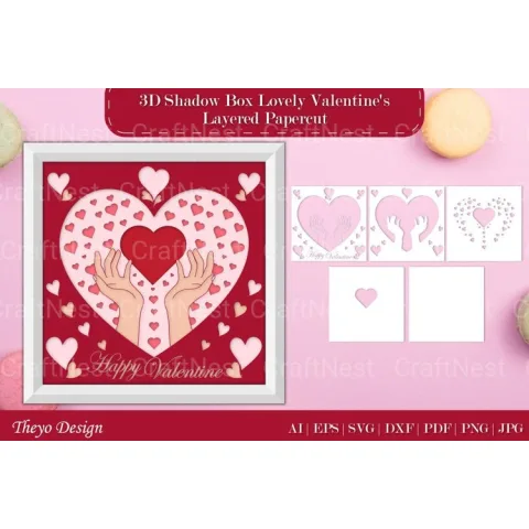 Shadow Box Happy Valentine Layered Papercut SVG